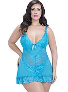 Soft cup lacey chemise with bows, plus size